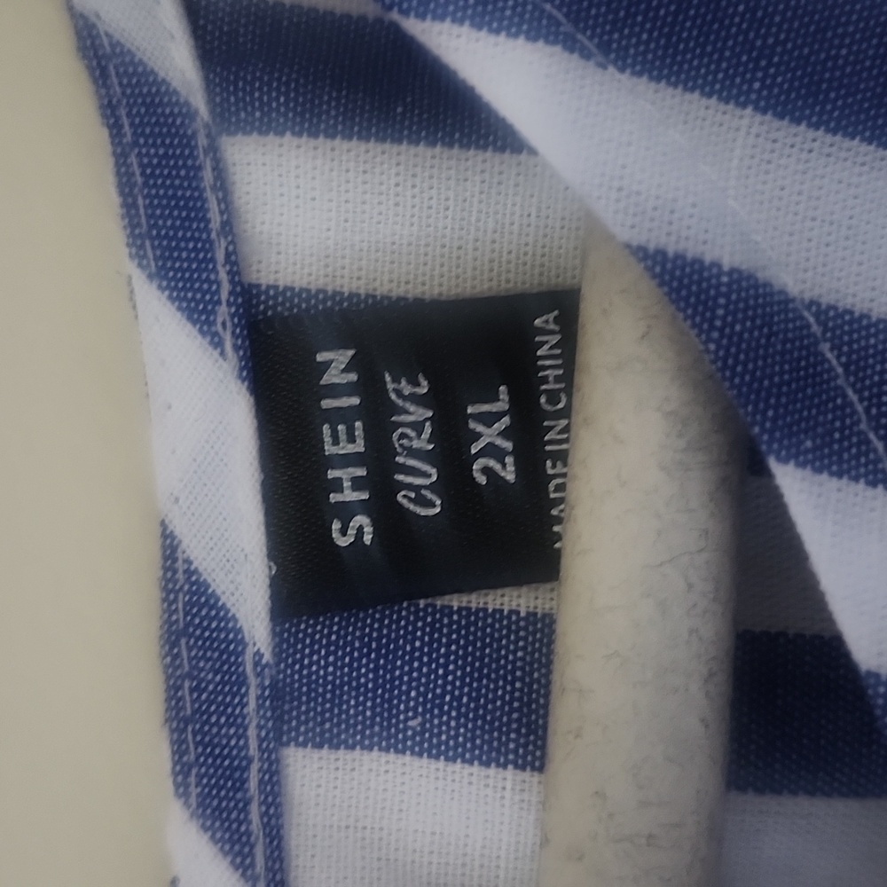 Blue and White Striped Ruffle-Hem Dress - Picture 5 of 5